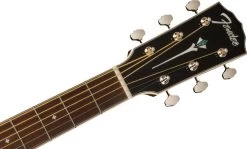 Fender PO-220E All Solid Orchestra Acoustic In Natural, Hardshell Case -musical instrument 0970350321 headstock