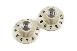 Fender Pure Vintage 1965 Jazzmaster Witch Hat Knobs, Set Of 2 Vintage White