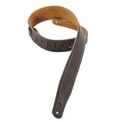 Levys 2.5" Garment Leather Guitar Strap With Foam Padding - Dark Brown