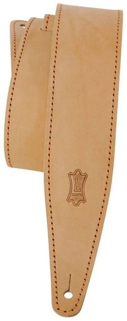 Levys 2.5" Veg Tan Leather Guitar Strap With Decorative Orange Border Stitch