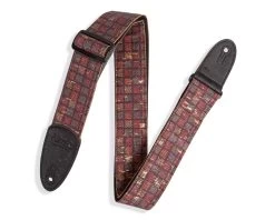 Levys 2" Printed Cork Vegan Guitar Strap - Orleans Black And Red