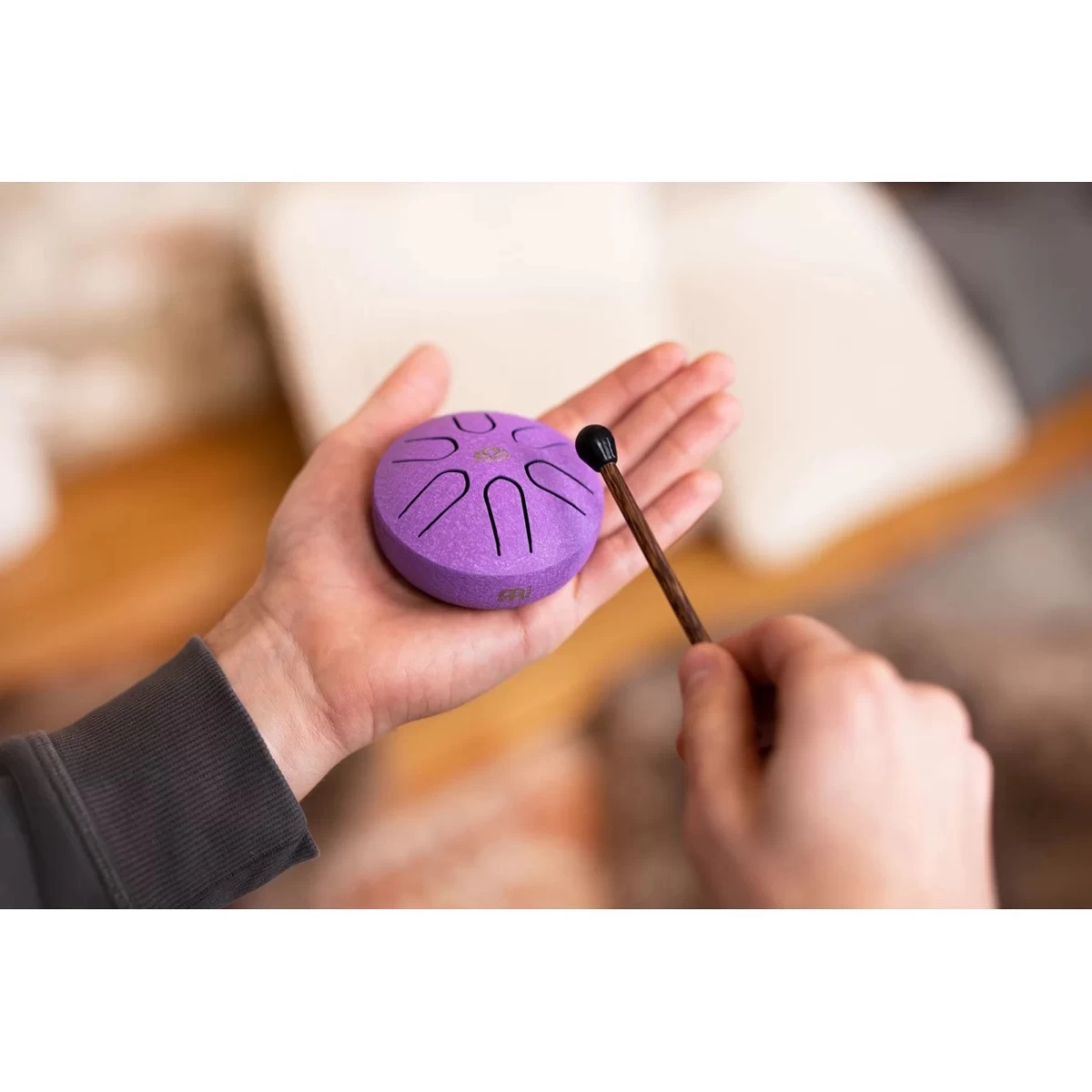 Meinl Pocket Tongue Drum - 3", Steel, A Major, Lotus Flower 4 Meinl Pocket Tongue Drum - 3", Steel, A Major, Lotus Flower - Image 4