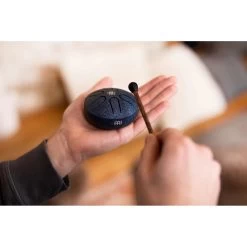 Meinl Pocket Tongue Drum - 3", Steel, A Major, Navy Blue, Venus Flower 7 Meinl Pocket Tongue Drum - 3", Steel, A Major, Navy Blue, Venus Flower -musical instrument PSTD2NBVF hero