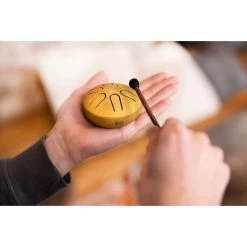 Meinl Pocket Tongue Drum - 3", Steel, A Major,Gold, OM -musical instrument PSTD3GOM hero