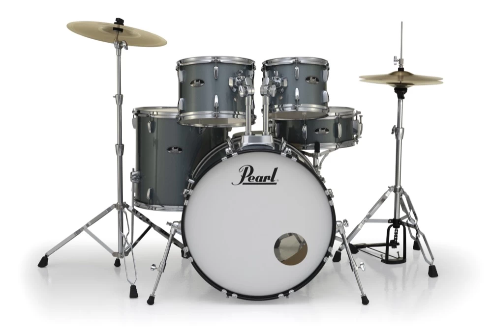 Pearl Roadshow Five Piece Kit With Hardware 22, 10, 12, 16, 14SN In Char. Met. 1 Pearl Roadshow Five Piece Kit With Hardware 22, 10, 12, 16, 14SN In Char. Met.