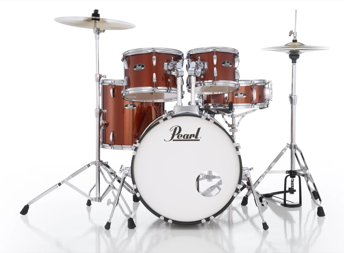 Pearl Roadshow Five Piece Kit With Hardware 22, 10, 12, 16, 14SN In Burnt Orange 1 Pearl Roadshow Five Piece Kit With Hardware 22, 10, 12, 16, 14SN In Burnt Orange
