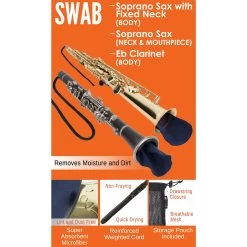 Protec Swab: Soprano Sax With Fixed Neck (Body), Soprano Sax (Neck & Mouthpiece), Eb Clarinet (Body)